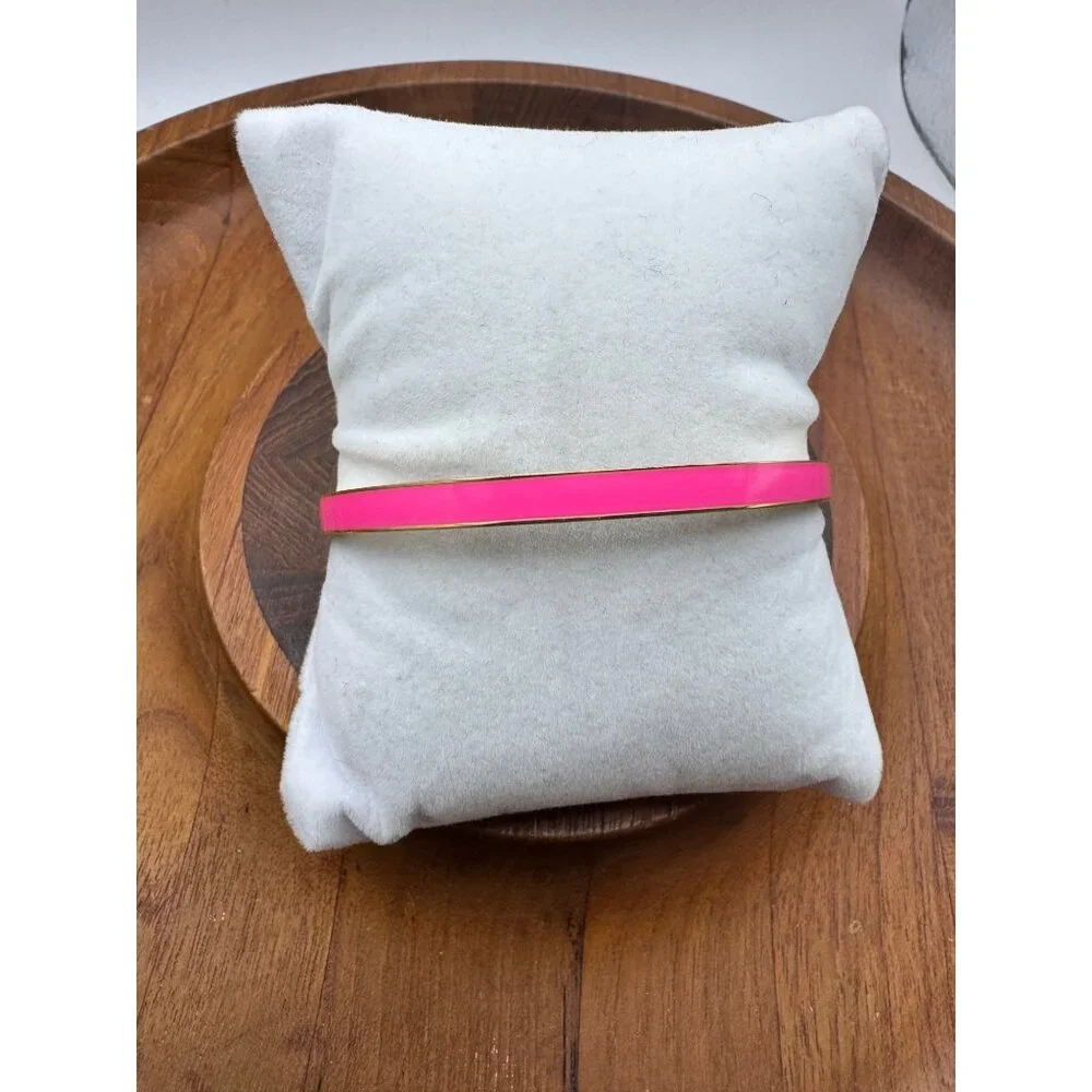 Kate Space Hot To Trot Pink  Gold Enamel Bangle Bracelet - Picture 2 of 8